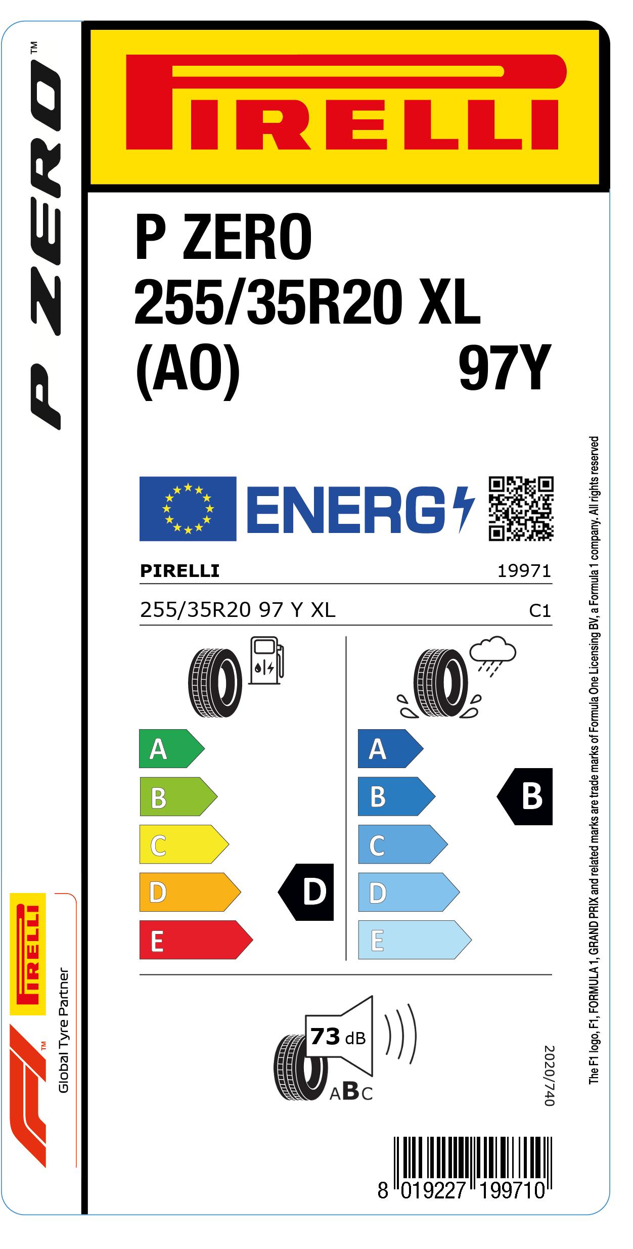 PIRELLI PWRGY on sale 255/35 R20 97 Y XL - B, A, B, 71dB